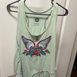 Double D Ranch Mint Green Embroidered Tank Top